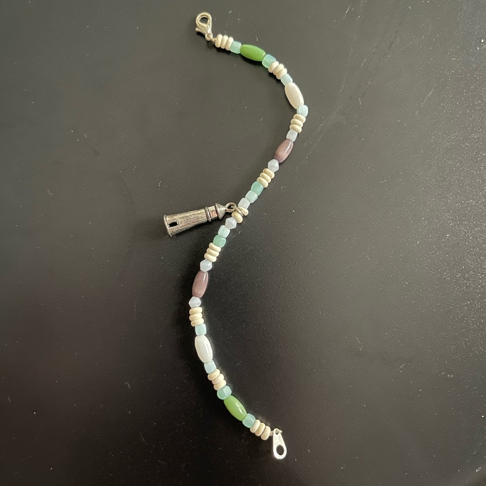 Hand beaded lighthouse charm bracelet